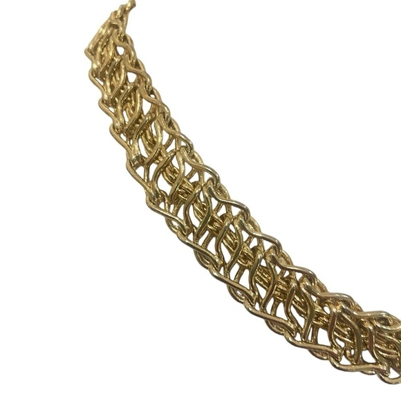 Vintage estate 1980’s Byzantine gold tone link chain necklace weighty 18 inches - Picture 3 of 9